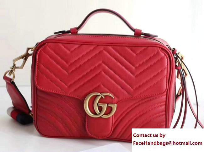 Gucci GG Marmont Matelasse Chevron Shoulder Small bag 498100 Red 2017