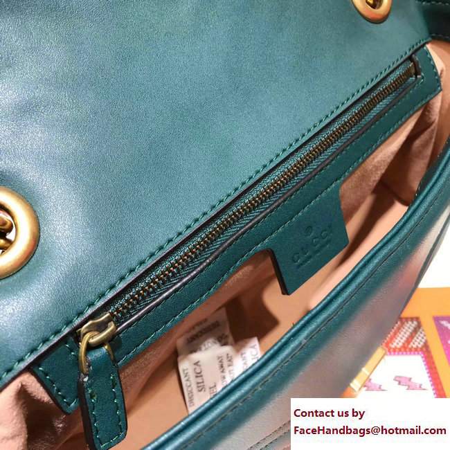 Gucci GG Marmont Matelasse Chevron Small Chain Shoulder Bag 443497 Green 2017 - Click Image to Close
