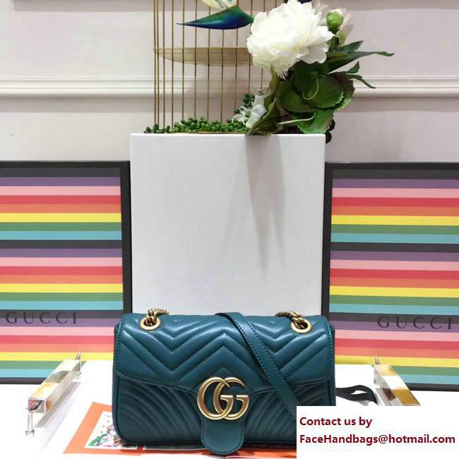 Gucci GG Marmont Matelasse Chevron Small Chain Shoulder Bag 443497 Green 2017