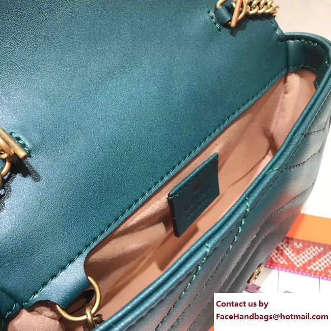 Gucci GG Marmont Matelasse Chevron Super Mini Chain Shoulder Bag 476433 Green 2017 - Click Image to Close