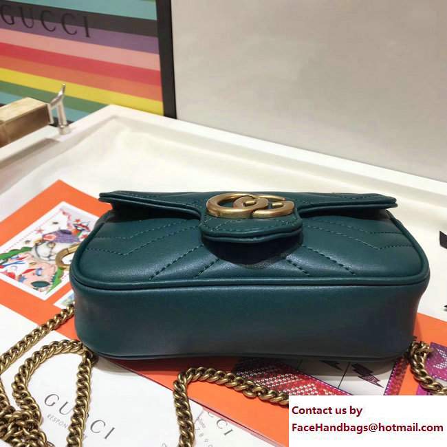 Gucci GG Marmont Matelasse Chevron Super Mini Chain Shoulder Bag 476433 Green 2017