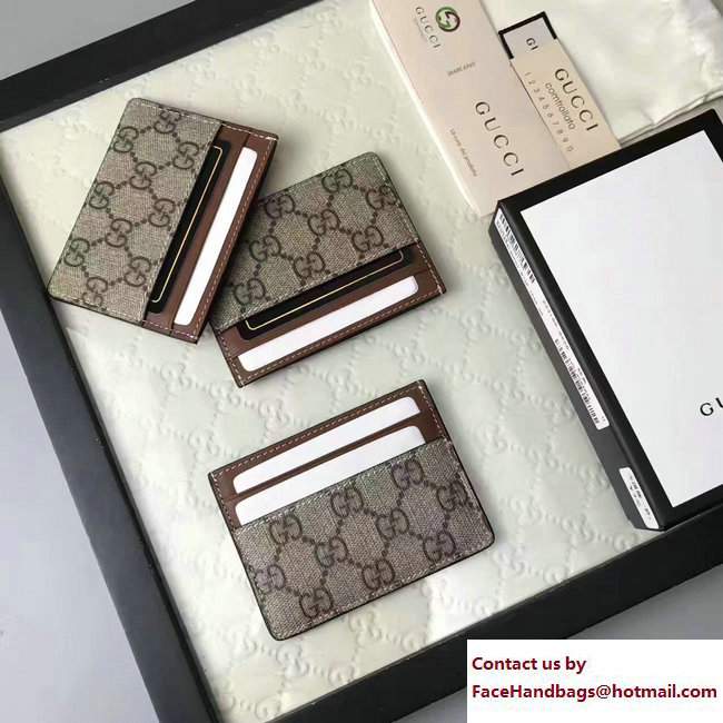 Gucci GG Supreme Mini Card Case 233166 Brown 2017 - Click Image to Close