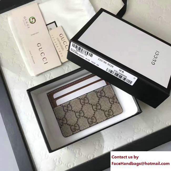 Gucci GG Supreme Mini Card Case 233166 Brown 2017