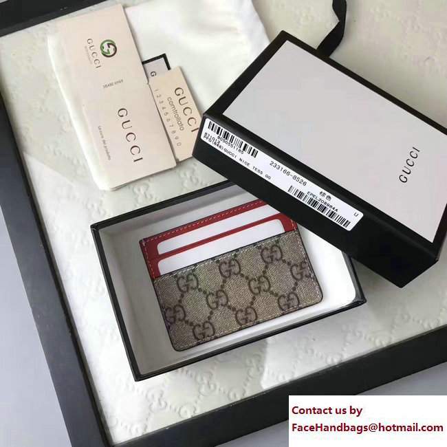 Gucci GG Supreme Mini Card Case 233166 Red 2017