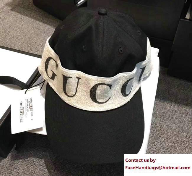 Gucci Gabardine Baseball Hat With Gucci Headband 492545 Black 2017