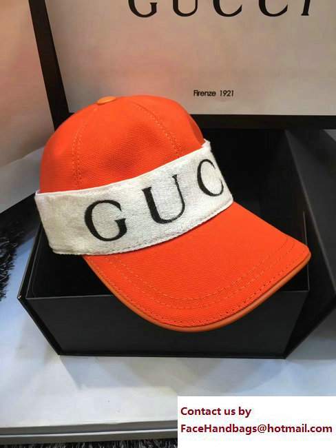 Gucci Gabardine Baseball Hat With Gucci Headband 492545 Orange 2017