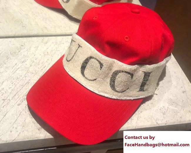 Gucci Gabardine Baseball Hat With Gucci Headband 492545 Red 2017 - Click Image to Close