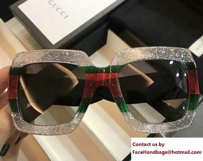 Gucci Glitter Square-Frame Acetate Sunglasses 461705 08 2017 - Click Image to Close
