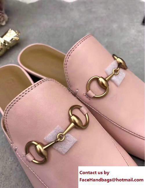 Gucci Horsebit Princetown Leather Slipper Sandals Pink 2017 - Click Image to Close