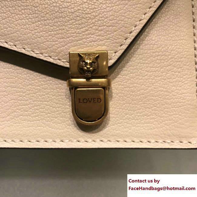 Gucci Metal Bee Insect Print Ottilia Leather Small Top Handle Bag 488715 White 2017 - Click Image to Close