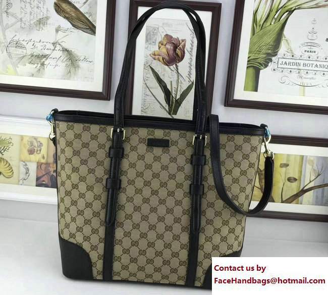 Gucci Original GG Canvas Tote Large Bag 387602 Black - Click Image to Close