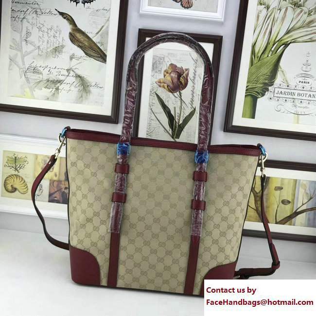 Gucci Original GG Canvas Tote Large Bag 387602 Burgundy