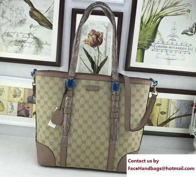Gucci Original GG Canvas Tote Large Bag 387602 Nude Pink - Click Image to Close
