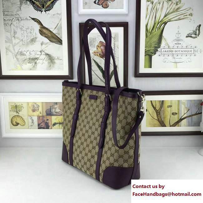 Gucci Original GG Canvas Tote Large Bag 387602 Purple