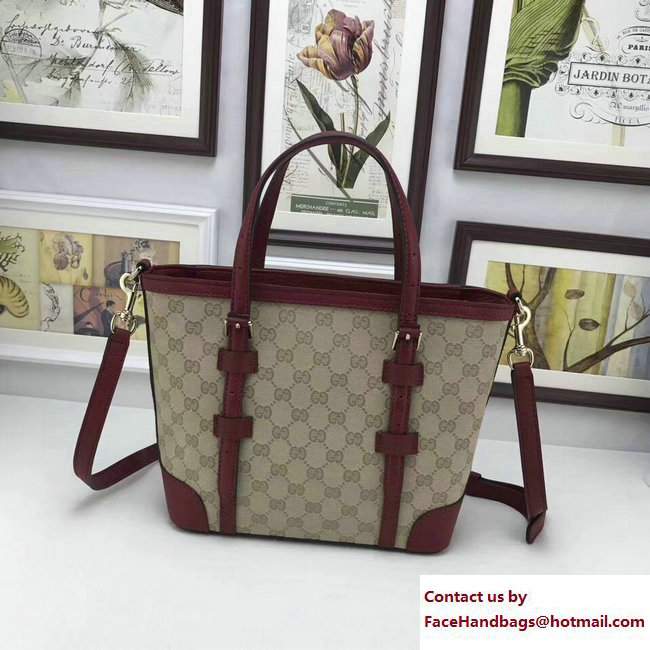 Gucci Original GG Canvas Tote Small Bag 387603 Burgundy
