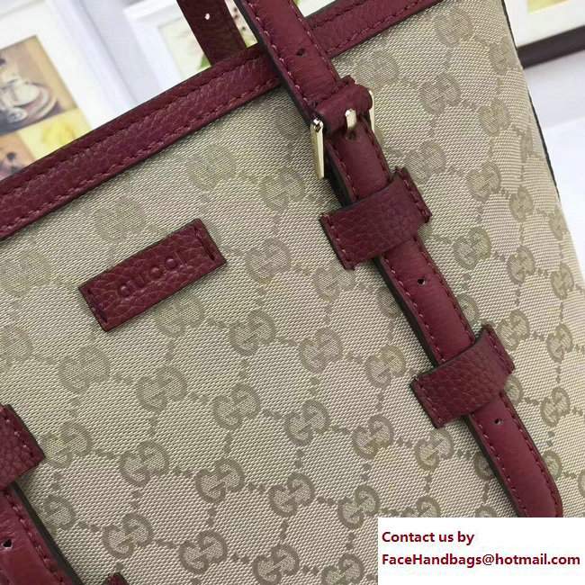 Gucci Original GG Canvas Tote Small Bag 387603 Burgundy - Click Image to Close