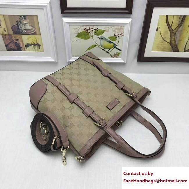 Gucci Original GG Canvas Tote Small Bag 387603 Nude Pink - Click Image to Close