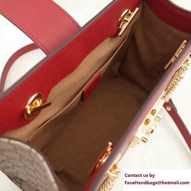 Gucci Padlock GG Supreme Canvas Shoulder Small Bag 498156 Red 2017