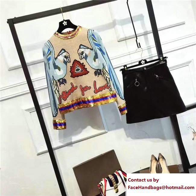Gucci Parrot Sequin Blind For Love Sweatshirt 2017 - Click Image to Close