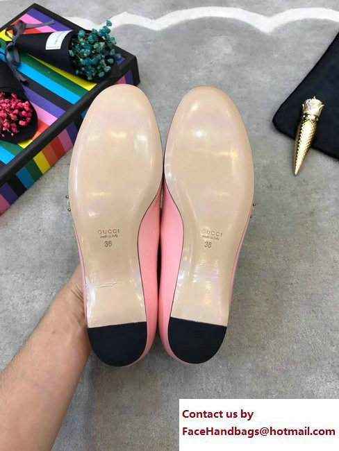 Gucci Patent Leather Ballet Flats With Bee 475832 Pink 2017 - Click Image to Close