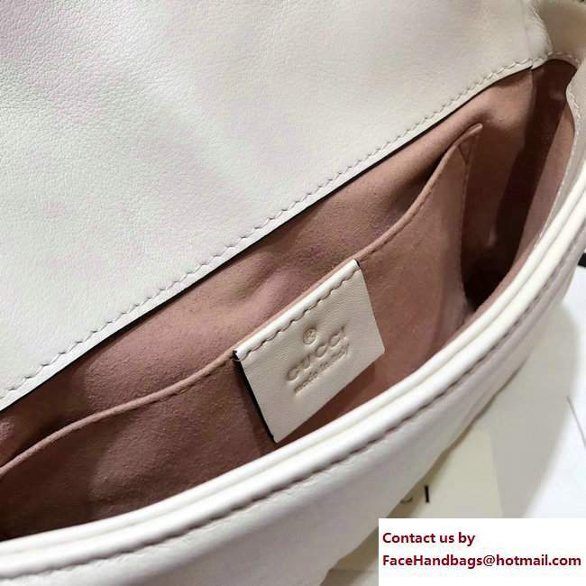 Gucci Pearls GG Marmont Matelasse Chevron Mini Chain Shoulder Belt Bag 446744/476809 White 2017 - Click Image to Close