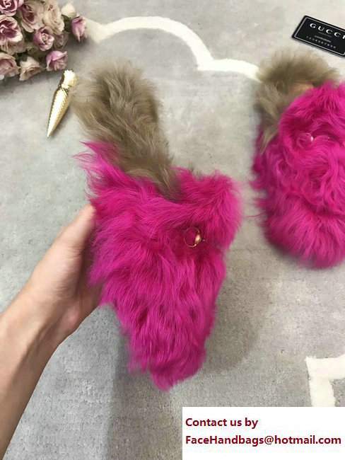 Gucci Princetown Merino Wool Fur Slipper 480064 Fuchsia 2017