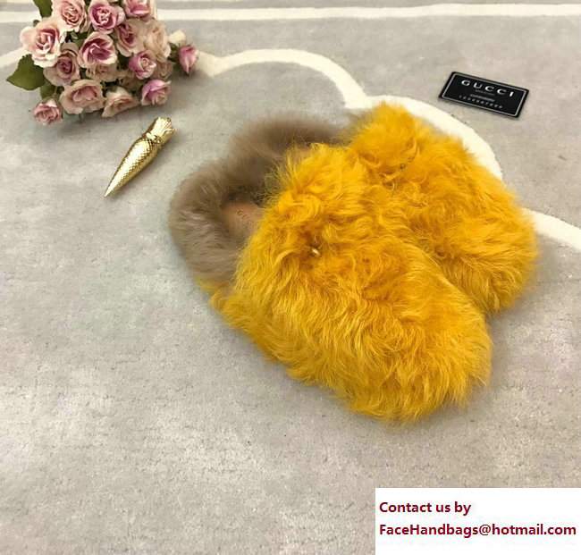 Gucci Princetown Merino Wool Fur Slipper 480064 Yellow 2017 - Click Image to Close