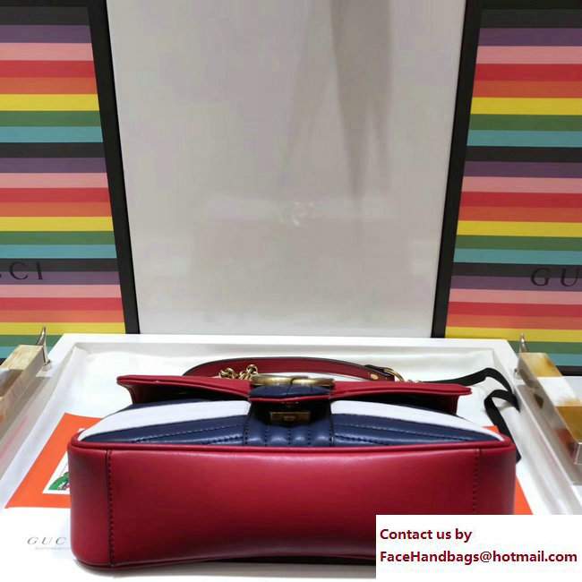 Gucci Queen Margaret GG Marmont Small Chain Shoulder Bag 443497 Blue/Red/White 2016 - Click Image to Close