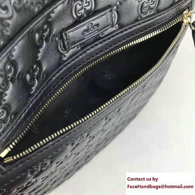 Gucci Signature Leather Messenger Bag 201448 Black