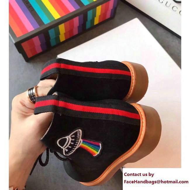 Gucci Suede Boots with Appliques 473023 Black UFO and Angry Cat 2017