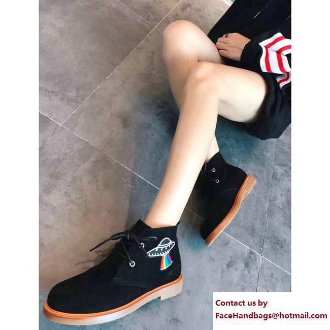 Gucci Suede Boots with Appliques 473023 Black UFO and Angry Cat 2017 - Click Image to Close