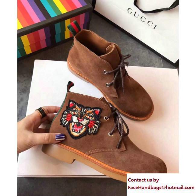 Gucci Suede Boots with Appliques 473023 Taupe UFO and Angry Cat 2017