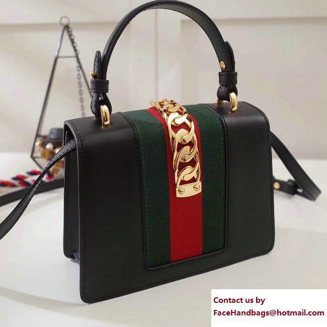 Gucci Sylvie Leather Top Handle Shoulder Mini Bag 470270 Black/Flower 2017