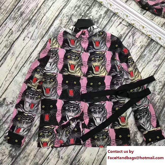 Gucci Tiger Face Print Sable Shirt 476086 2017 - Click Image to Close
