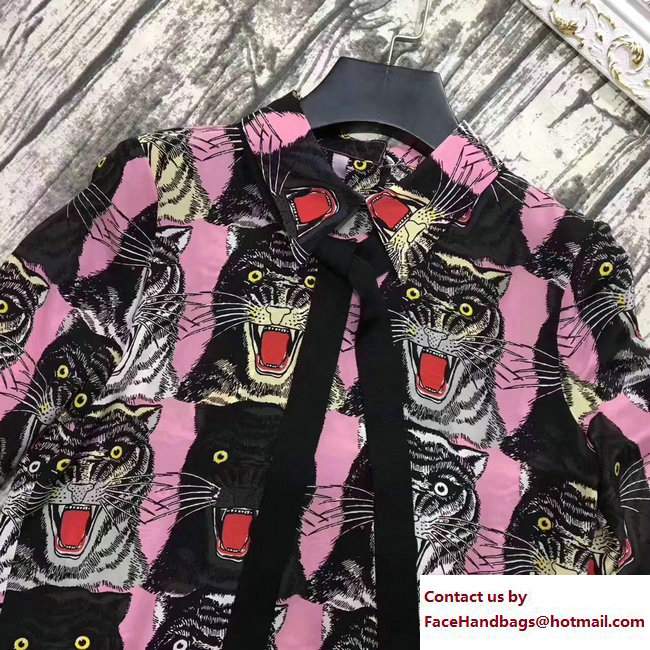 Gucci Tiger Face Print Sable Shirt 476086 2017