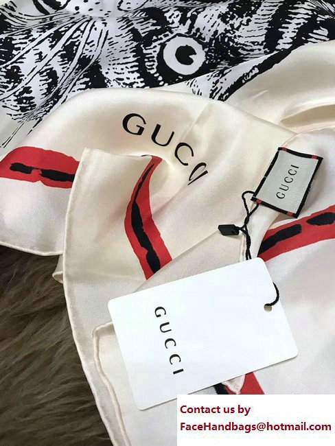 Gucci Tiger Face Print Silk Scarf 2017
