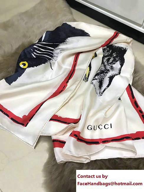 Gucci Tiger Face Print Silk Scarf 2017 - Click Image to Close