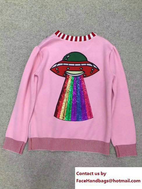 Gucci Tiger and Bee Striped Sweater Pink 2017 - Click Image to Close