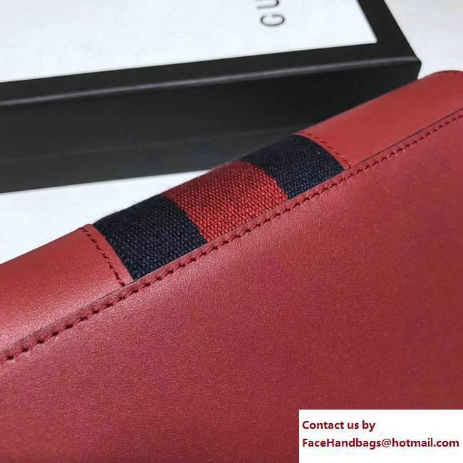 Gucci Web Sylvie Leather Continental Wallet 476084 Red 2017 - Click Image to Close
