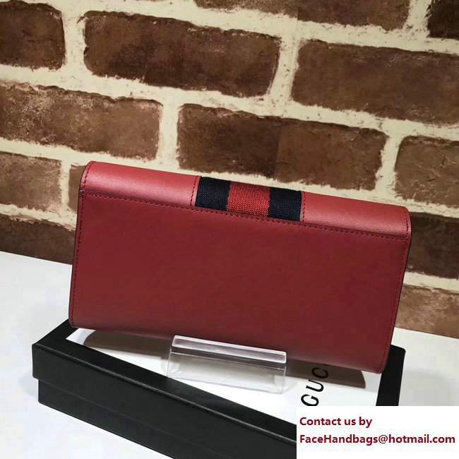 Gucci Web Sylvie Leather Continental Wallet 476084 Red 2017
