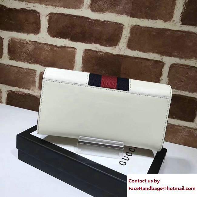 Gucci Web Sylvie Leather Continental Wallet 476084 White 2017 - Click Image to Close