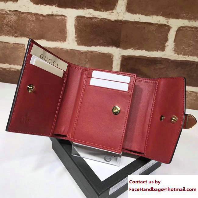 Gucci Web Sylvie Leather Small Wallet 476081 Red 2017 - Click Image to Close