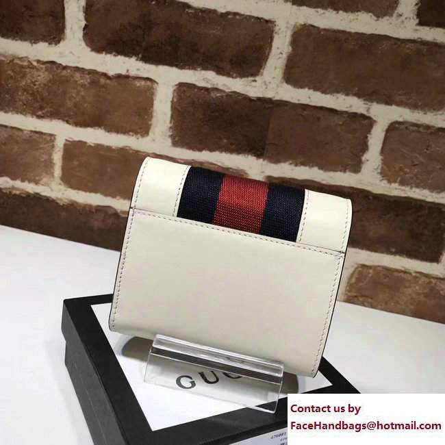 Gucci Web Sylvie Leather Small Wallet 476081 White 2017 - Click Image to Close