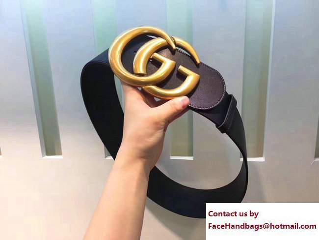 Gucci Width 7cm Wide Leather Belt With Double G Buckle Black 2017 - Click Image to Close