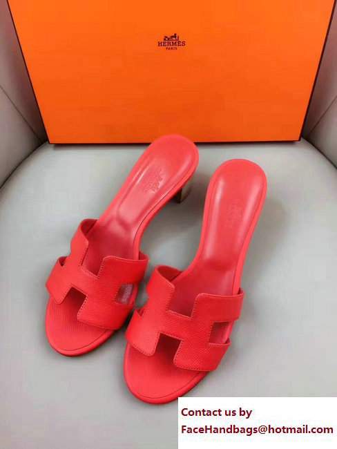 Hermes Heel 5cm Oasis Slipper Sandals in Epsom Calfskin Red