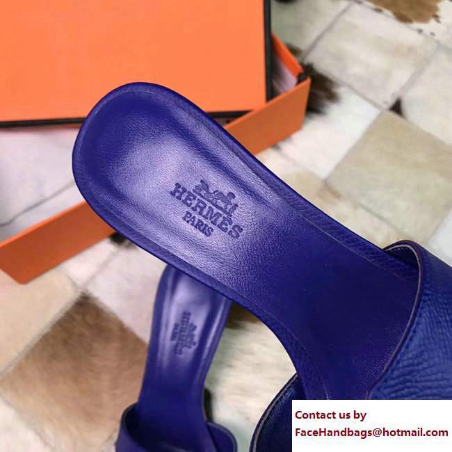 Hermes Heel 5cm Oasis Slipper Sandals in Epsom Calfskin Royal Blue