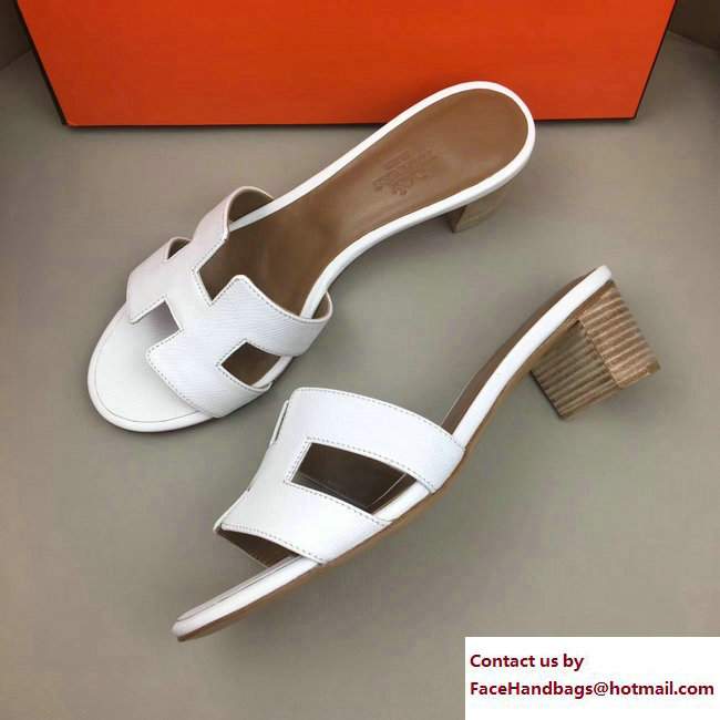 Hermes Heel 5cm Oasis Slipper Sandals in Epsom Calfskin White