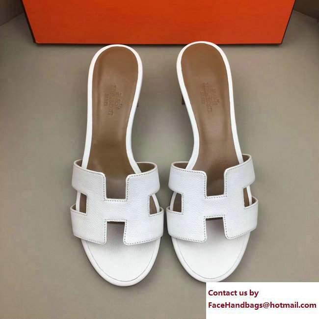 Hermes Heel 5cm Oasis Slipper Sandals in Epsom Calfskin White