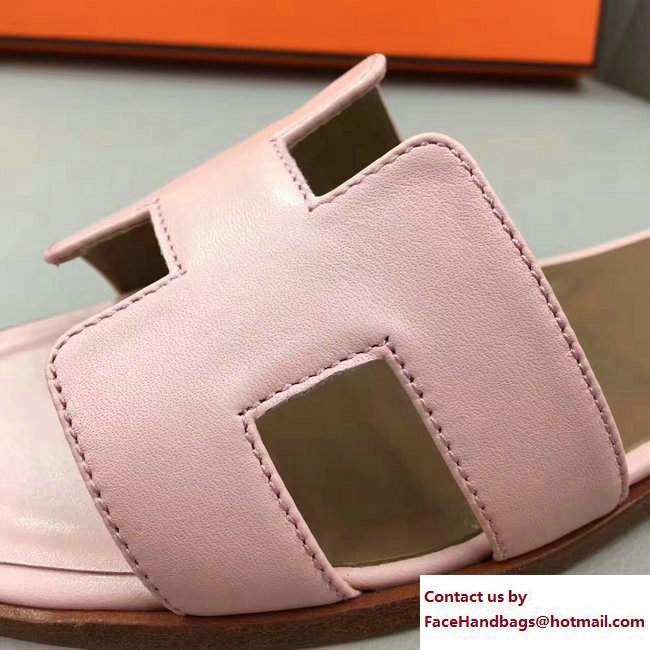 Hermes Oran Slipper Sandals in Box Calfskin Pink