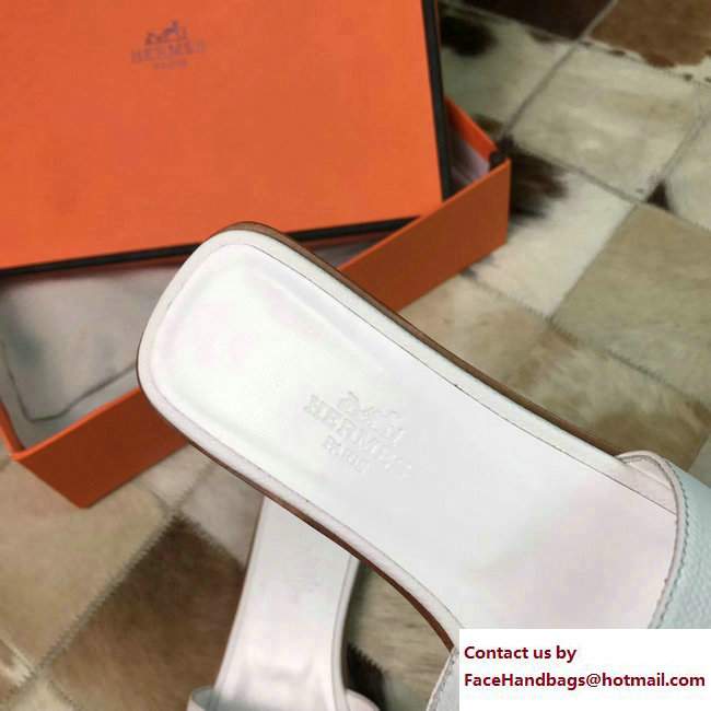 Hermes Oran Slipper Sandals in Epsom Calfskin White